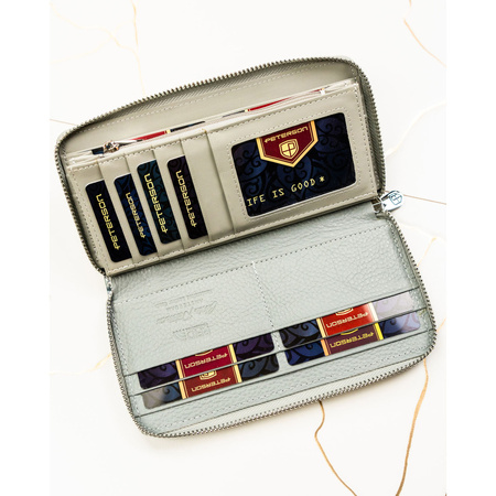 Damen-Geldbörse im Federmäppchen-Stil mit Blumenmuster und Reißverschluss – Peterson