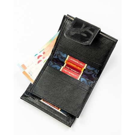 Kleine Damen-Geldbörse in Schwarz mit Bügelverschluss und Druckknopf – Peterson