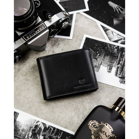 Schwarze Herren-Geldbörse aus echtem Leder mit RFID-System – Peterson