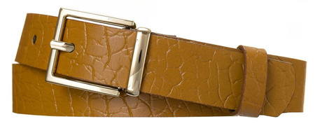 Damen Gürtel aus Leder mit goldener Schnalle und Animal-Print – Rovicky