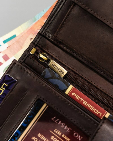 Große vertikale Herren Geldbörse aus echtem Leder – Peterson