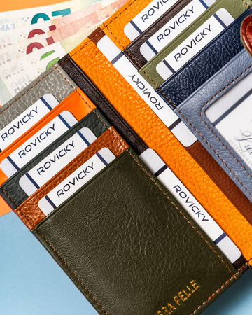 Große Damen Geldbörse aus echtem Leder im Patchwork-Muster – Rovicky