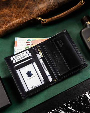 Große Herren Geldbörse aus Leder ohne Verschluss – Rovicky