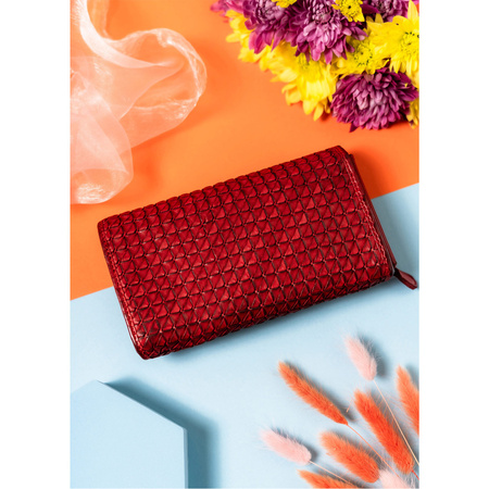 Rote Damen Geldbörse mit geometrischer Prägung – Rovicky