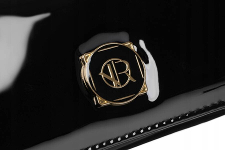 Schwarze, elegante 2-in-1 Handtasche aus lackiertem Öko-Leder – Rovicky