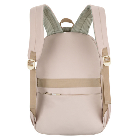 Beiger, modischer Schulrucksack aus Polyester, aufgehängt an verstellbaren Schultergurten – Peterson
