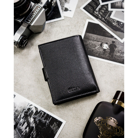 Schwarze Herren Geldbörse aus Leder mit Druckknopf und RFID-Schutz – Peterson