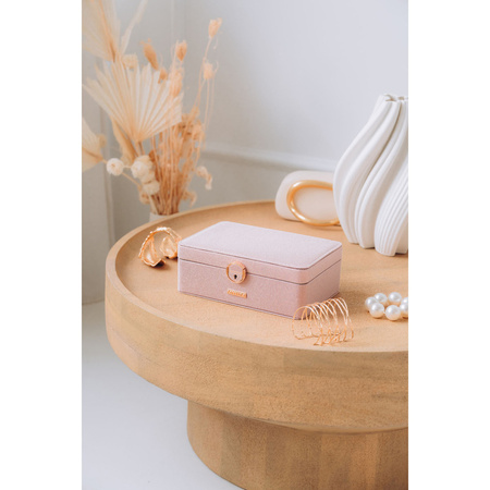 Elegante rosafarbene Schatulle mit Schnappverschluss und Schlüssel – Peterson
