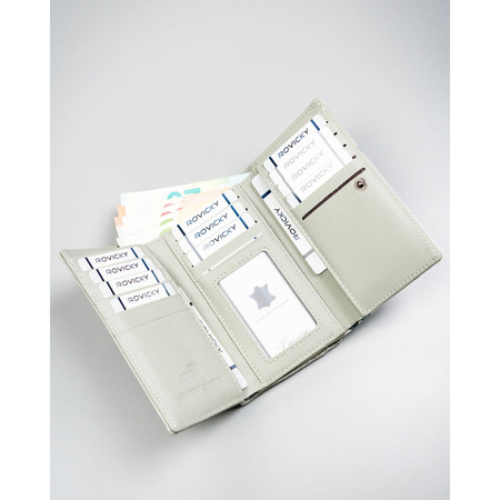 Geräumige Damen-Geldbörse mit Blumenmuster, verschließbar mit Druckknopf - 4U Cavaldi