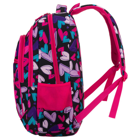 Jugendlicher Schulrucksack aus Polyester mit Herzmuster – Peterson