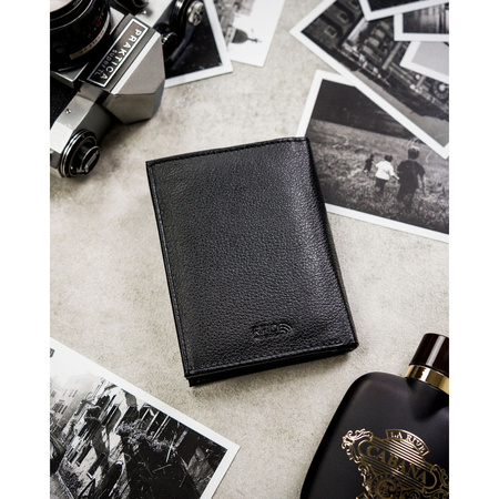 Schwarze Herren Geldbörse aus Leder ohne äußeren Verschluss, in Geschenkbox – Peterson