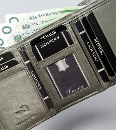 Kleine Damen Geldbörse querformat aus echtem Leder mit Druckknopf – 4U Cavaldi