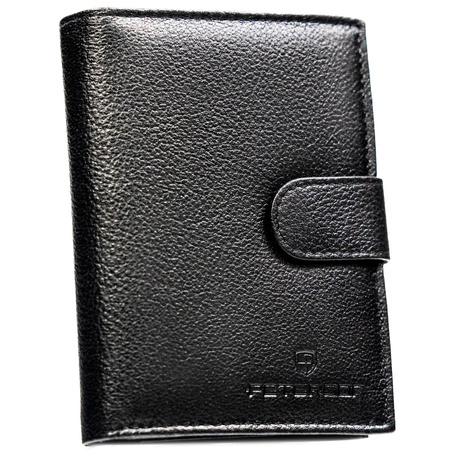 Schwarze Herren Geldbörse aus Leder mit Druckknopf und RFID-Schutz – Peterson