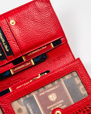 Kompakte Damen Geldbörse aus glänzendem Echtleder – Peterson