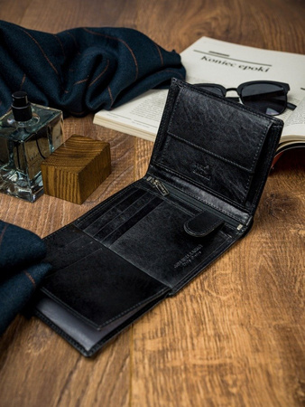 Herren Geldbörse aus Leder in Großformat mit Glattleder-Finish – Rovicky