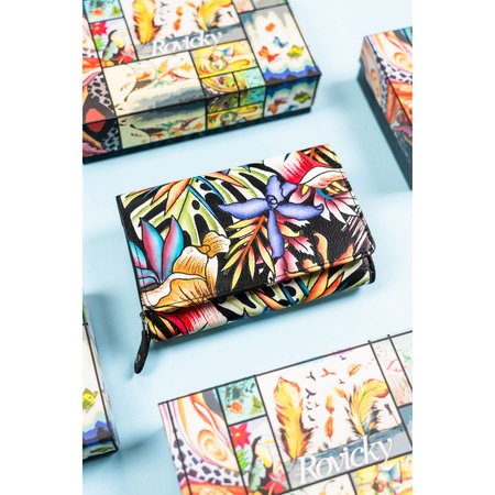 Damen Geldbörse mit Druckknopf aus echtem Leder – Rovicky