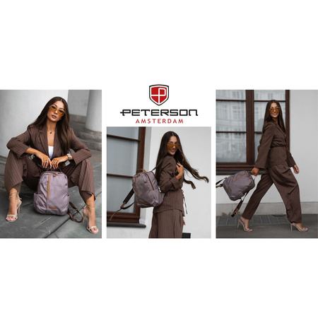 Damen-Rucksack aus Nylon in Beige mit verstellbaren Schultergurten – Peterson