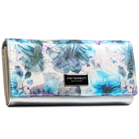Elegante, mehrfarbige Damen Geldbörse aus Kunst- und Echtleder mit Druckknopf – Peterson
