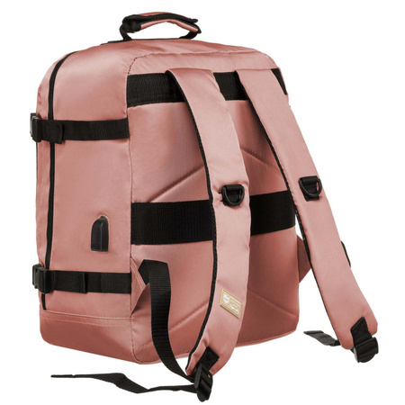 Geräumiger, reisetauglicher Kabinenrucksack mit USB in Rosa – Peterson