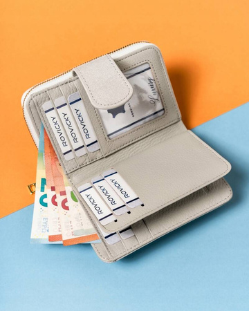 Elegante Damen Geldbörse aus Leder mit Druckknopf und Reißverschluss – Lorenti