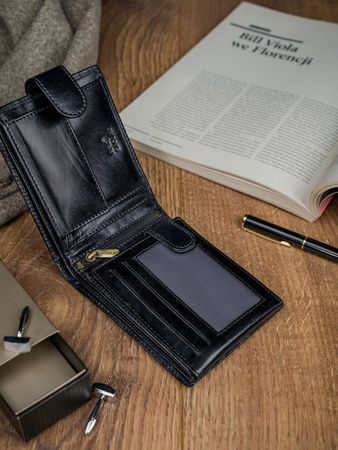 Klassische Herren Geldbörse aus Leder mit RFID-Schutz – Rovicky