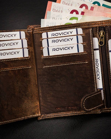 Klassische, große Herren Geldbörse aus echtem Leder mit Druckknopf – Always Wild