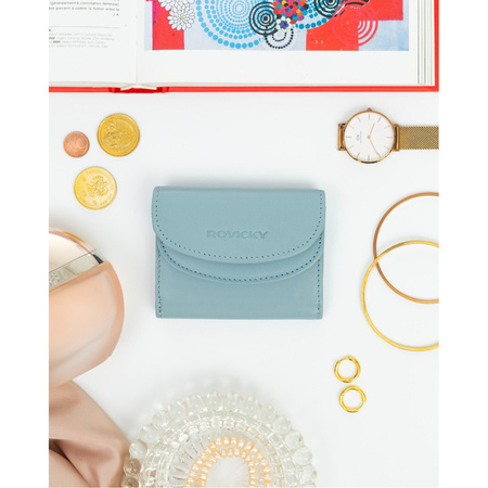 Eleganter, kleiner Damen Geldbörse mit Druckknopf aus echtem Leder – Rovicky