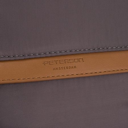 Grauer Damen-Rucksack aus Nylon und Öko-Leder mit abnehmbarem Gürtel, ein Hauptfach – Peterson