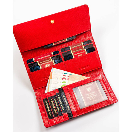 Lackierte, große Damen Geldbörse in Rot mit RFID-Schutz – Peterson