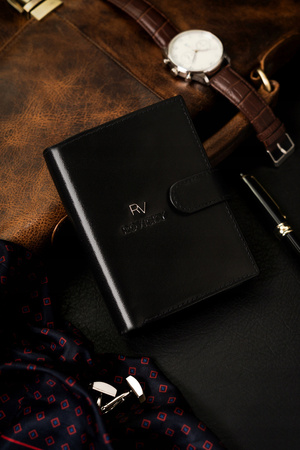 Stilvolle Herren Geldbörse aus Leder mit Druckknopf – Rovicky