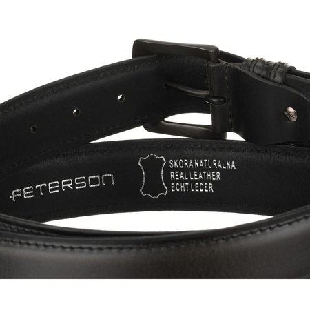 Herren-Gürtel aus Leder, schwarz mit klassischer Schnalle - Peterson