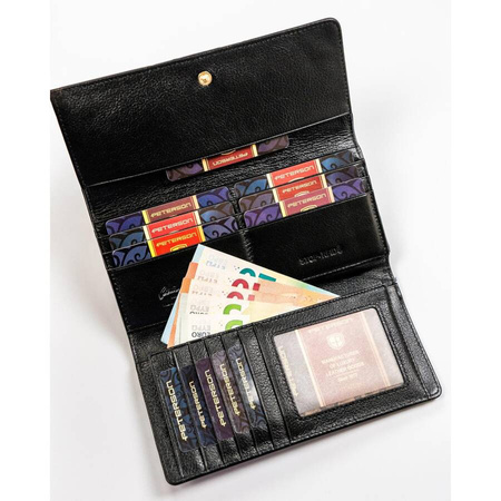 Große Damen Geldbörse in Schwarz mit Schlangenhautprägung – Peterson