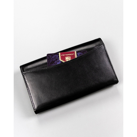 Schwarze Damen Geldbörse für Dokumente mit RFID – Peterson