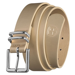 Beiger Damen-Gürtel aus Öko-Leder mit silberner, klassischer Schnalle - Peterson