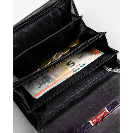 Schwarze Damen Geldbörse aus Leder mit RFID – Peterson