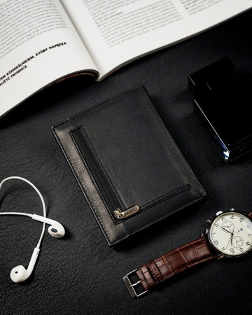 Faltbare vertikale Herren Geldbörse mit Reißverschlussfach – Rovicky