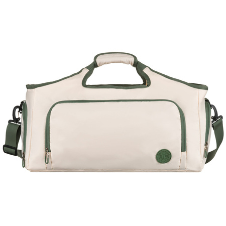 Wochenend-Reisetasche in Ecru und Grün, ausgestattet mit einem Koffergriff – Peterson