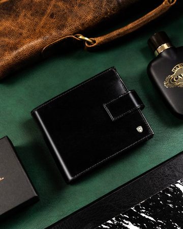 Große Herren Geldbörse aus Leder mit Druckknopf – Rovicky