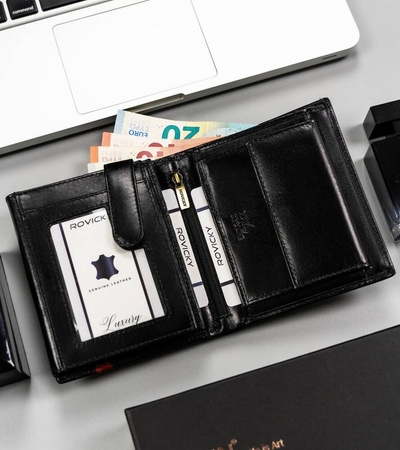 Große Herren Geldbörse aus Leder ohne Verschluss – Rovicky