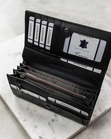 Große Damen Geldbörse aus echtem Leder mit Druckknopf – 4U Cavaldi