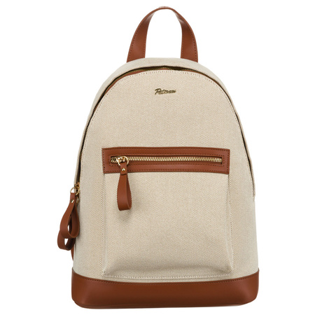 Großer, urbaner Damen Rucksack in Beige-Braun mit Außentasche – Peterson