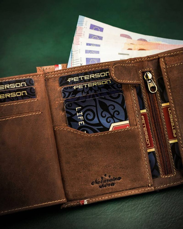 Große Herren Geldbörse aus Leder mit patriotischem Motiv – Peterson