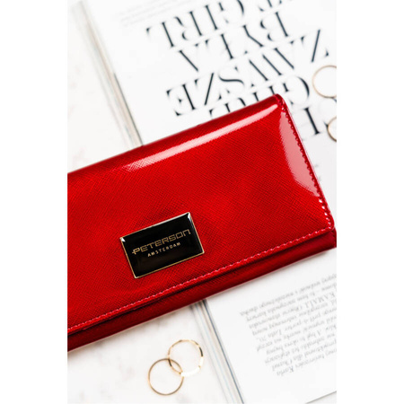 Damen-Geldbörse aus Leder im Saffiano-Stil in Rot – Peterson