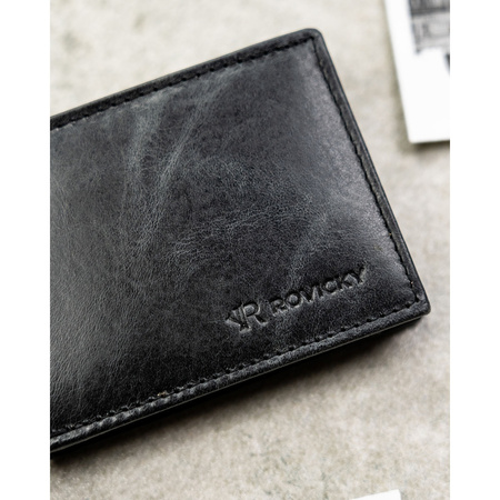 Herren-Geldbörse aus Leder in Schwarz ohne äußeren Verschluss – Rovicky