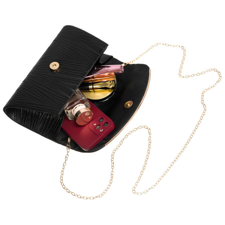 Schwarze Damen Clutch aus Öko-Leder mit Rillenmuster – Rovicky