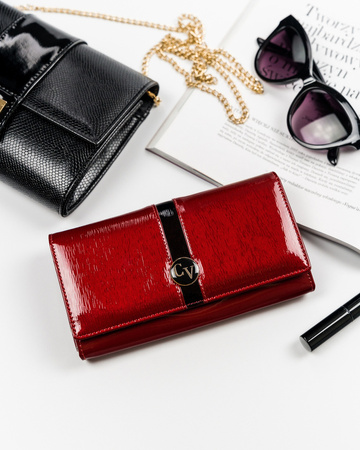 Damen Geldbörse aus lackiertem Leder mit großem Scheinfach – Cavaldi