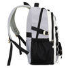 Schwarz-weißer Schulrucksack aus Polyester mit einer praktischen zusätzlichen Tasche – Peterson