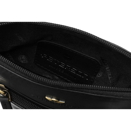 Herren-Umhängetasche aus Naturleder in Schwarz, ein Hauptfach und mit Reißverschluss – Peterson