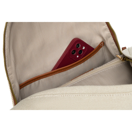 Großer, urbaner Damen Rucksack in Beige-Braun mit Außentasche – Peterson