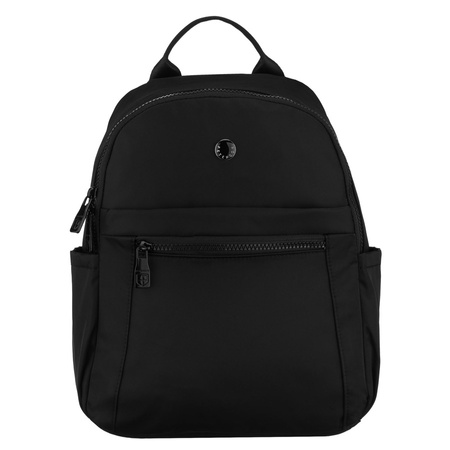 Kleiner, schwarzer Damen-Rucksack aus Polyester, ein Hauptfach mit Außentasche – Peterson